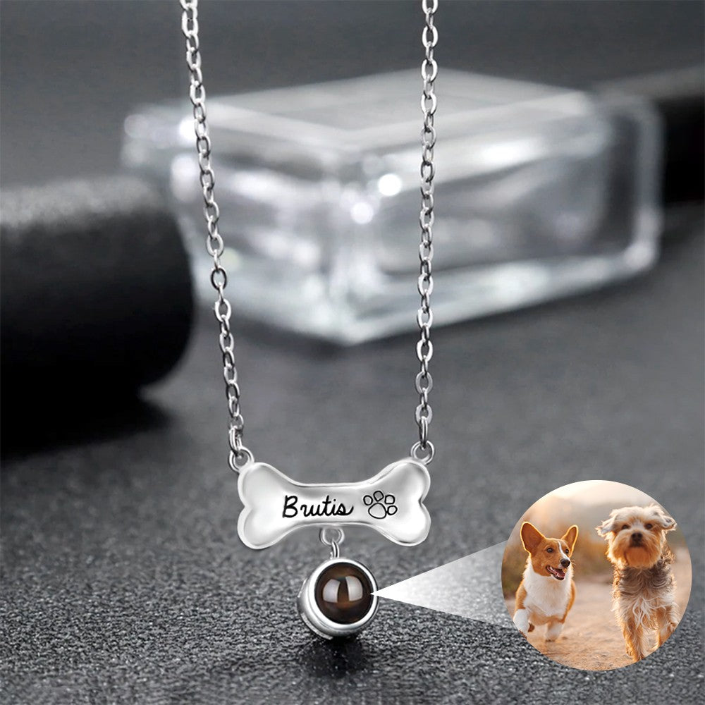 Collier personnalisé en os de chien avec photo et nom