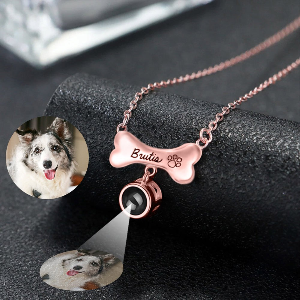 Collier personnalisé en os de chien avec photo et nom