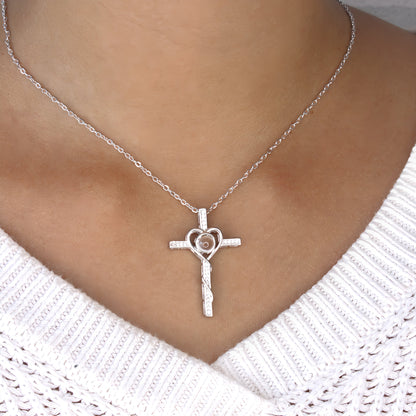 Minimalist Diamond Cross Projection Necklace