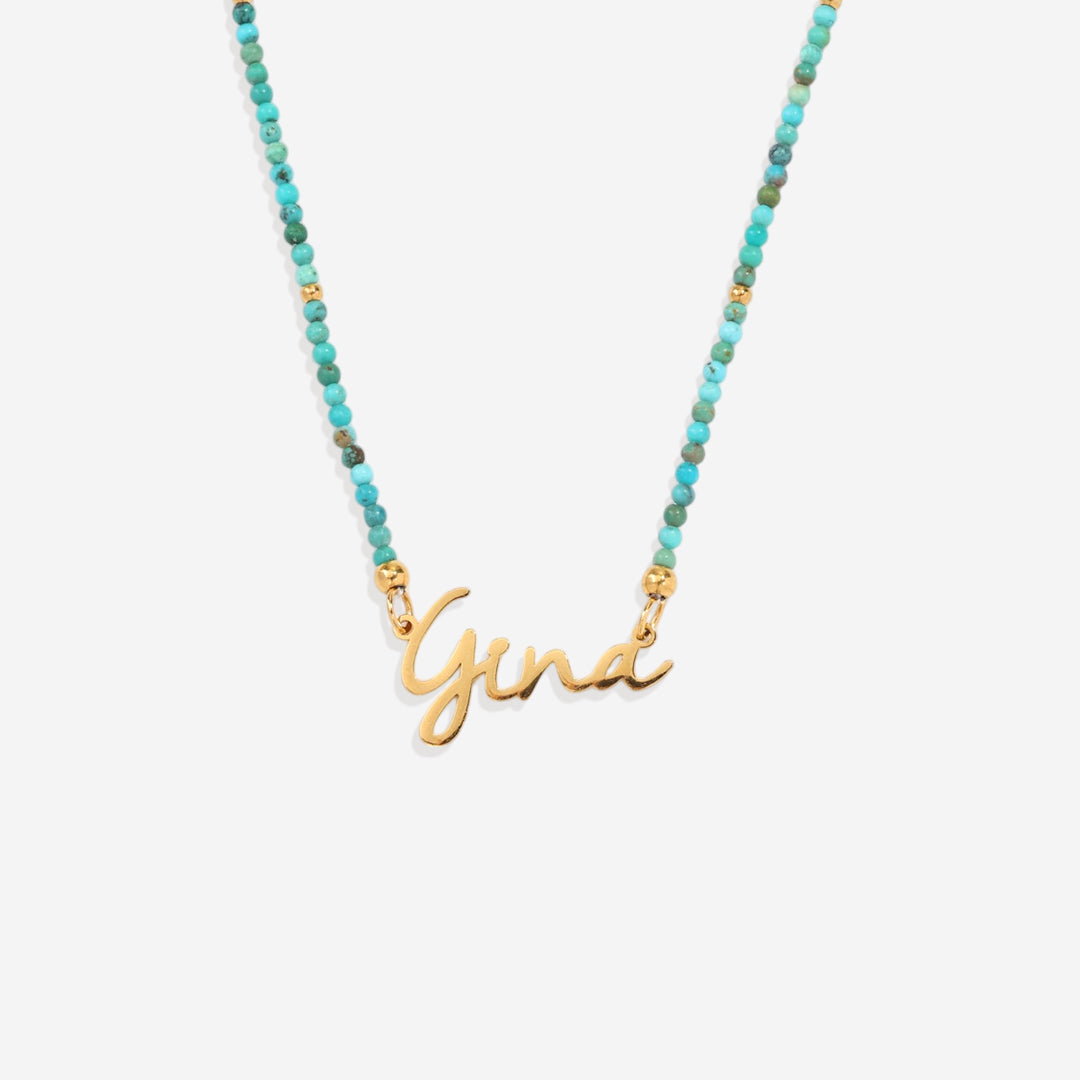 Turquoise Beaded Fairy Name Necklace