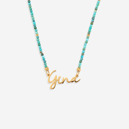 Turquoise Beaded Fairy Name Necklace