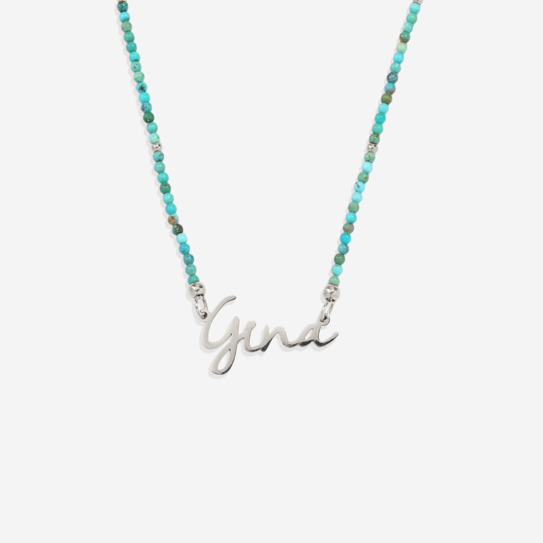 Turquoise Beaded Fairy Name Necklace