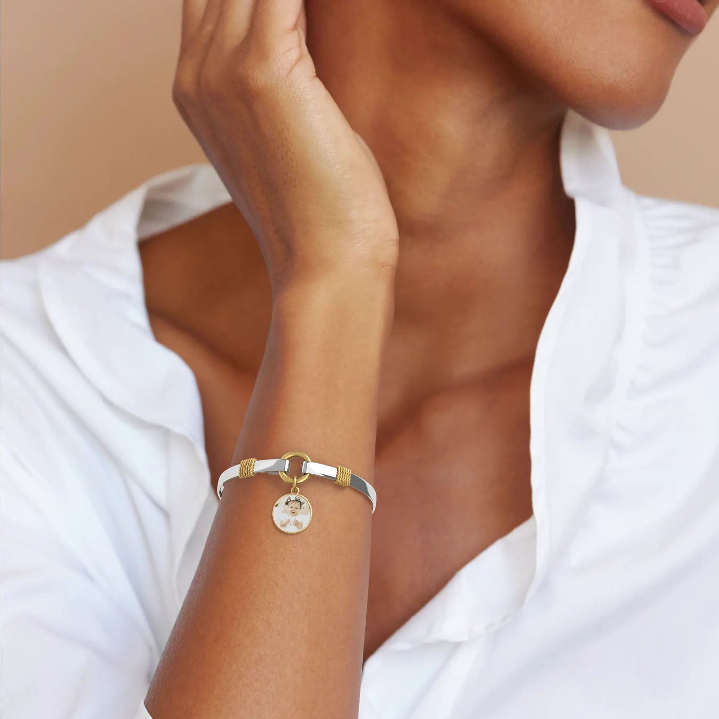 Personalisiertes zweifarbiges Foto-Charm-Armband