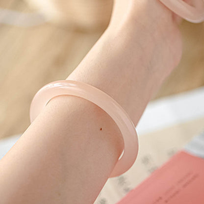 Buddha Stones Natural Dusty Rose Pink Jade Self-Love Bracelet Bangle