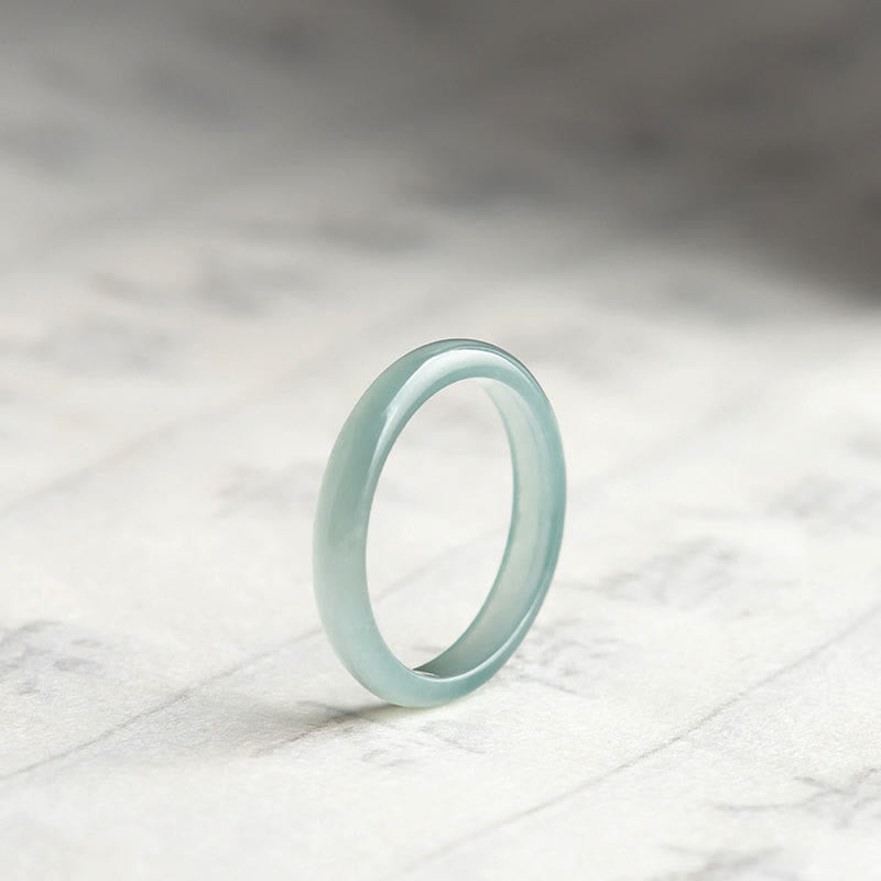 Buddha Stones Natural Jade Prosperity Luck Ring