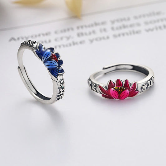 Buddha Stones 925 Sterling Silver Om Mani Padme Hum Lotus Relief Peace Ring