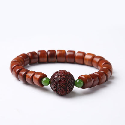 Bracelet de force en agate rouge et corne de mouton en os de yak tibétain à trois yeux et perles dzi 