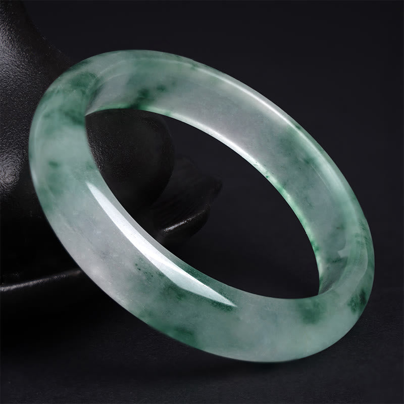 Buddha Stones Natur Jade Schwimmende Blume Glücksarmband Armreif
