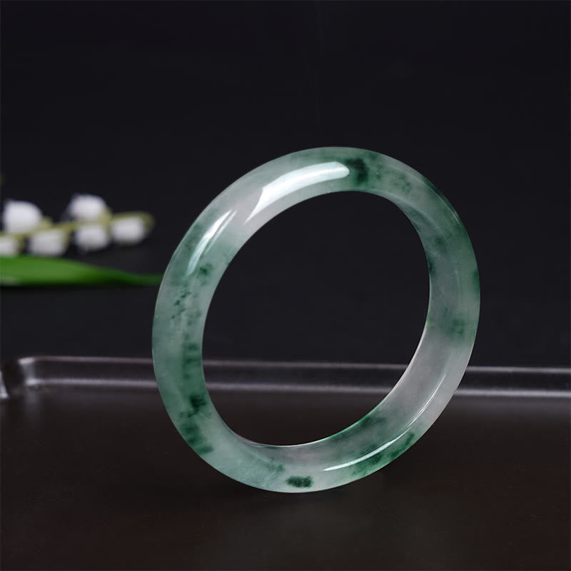 Buddha Stones Natur Jade Schwimmende Blume Glücksarmband Armreif