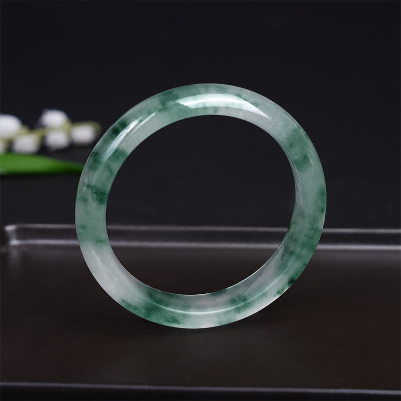Buddha Stones Natur Jade Schwimmende Blume Glücksarmband Armreif