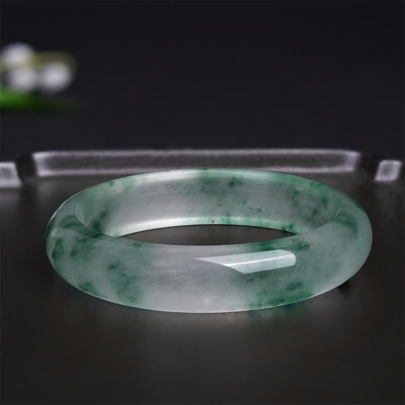 Buddha Stones Natur Jade Schwimmende Blume Glücksarmband Armreif