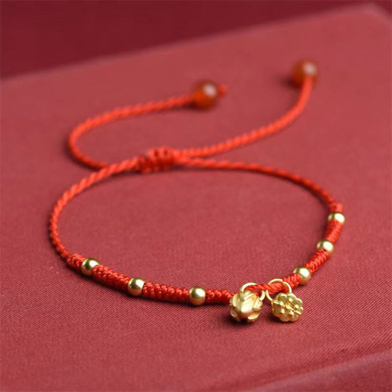 Fußkettchen mit Buddha-Steinen und Lotus-Schale, Glücksschnur