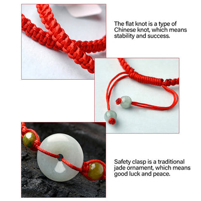 Buddha Stones Jade Peace Buckle Glück Rotes Schnurarmband 