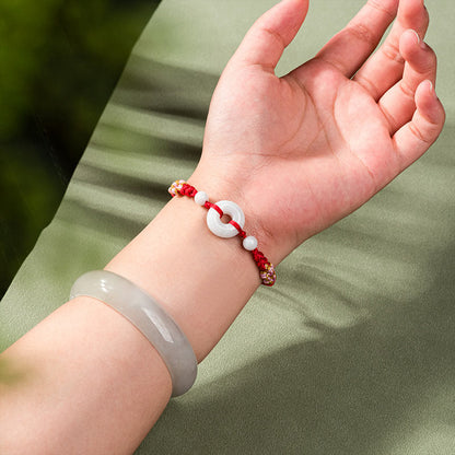 Buddha Stones Jade Glück Fülle Rote Schnur Armband 