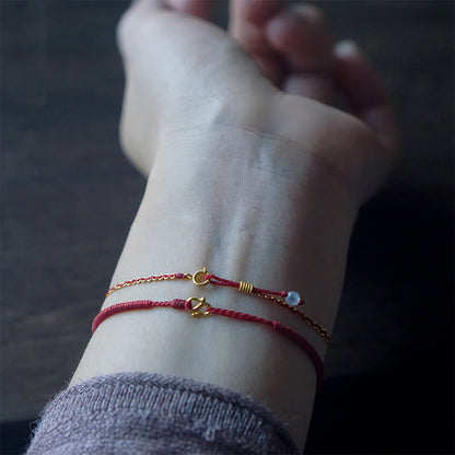 Buddha Stones 999 Gold Kleiner Kürbis Charm Handgemacht Glück Stärke Seil Armband 