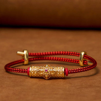 Bracelet porte-bonheur en cuivre et pierres de Bouddha, cordon rouge