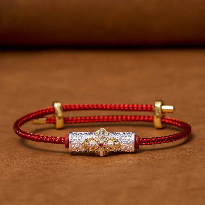 Bracelet porte-bonheur en cuivre et pierres de Bouddha, cordon rouge