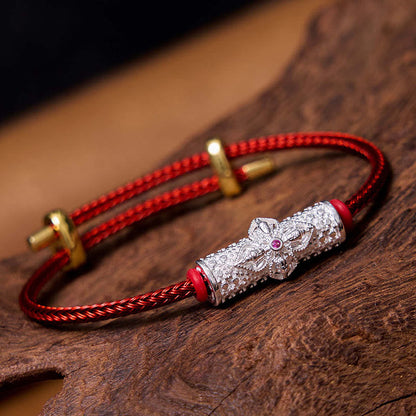 Bracelet porte-bonheur en cuivre et pierres de Bouddha, cordon rouge