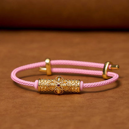 Bracelet porte-bonheur en cuivre et pierres de Bouddha, cordon rouge