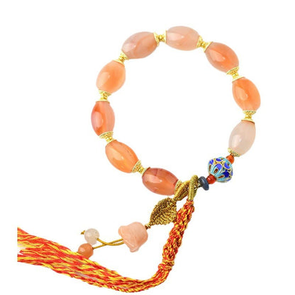 Buddha Stones Tibetan White Jade Agate Strength Confidence Bracelet