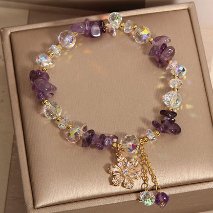 Bracelet de guérison spirituelle en pierres de Bouddha, améthyste, citrine, cristal blanc, zircon, fleur 