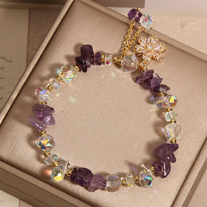 Bracelet de guérison spirituelle en pierres de Bouddha, améthyste, citrine, cristal blanc, zircon, fleur 