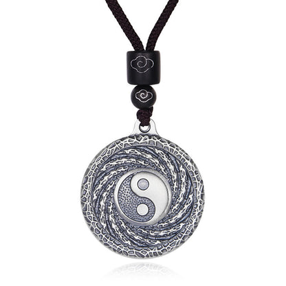 Collier pendentif en argent sterling 999 avec pierres de Bouddha, motif Tai Chi, Yin Yang, Bagua, fantômes des montagnes, pour dépenser de l'argent