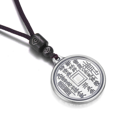 Collier pendentif en argent sterling 999 avec pierres de Bouddha, motif Tai Chi, Yin Yang, Bagua, fantômes des montagnes, pour dépenser de l'argent