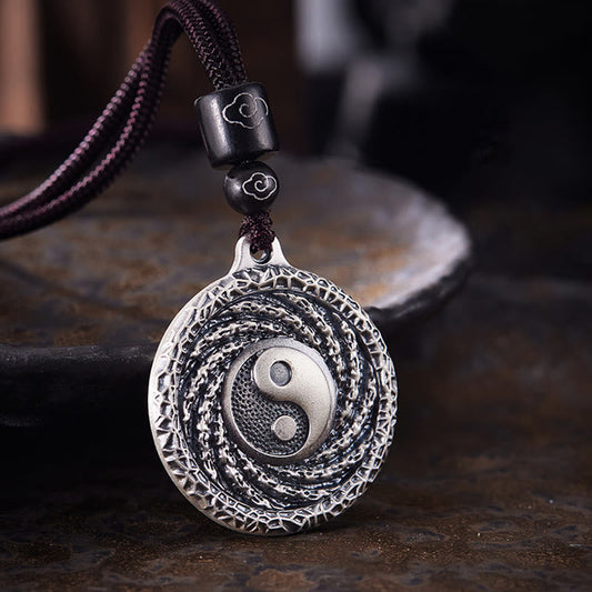 Buddha Stones 999 Sterling Silber Tai Chi Yin Yang Bagua Design Berggeister Geld ausgeben Halskette Anhänger