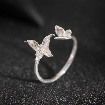 Bague papillon en argent sterling 925 avec pierres de Bouddha