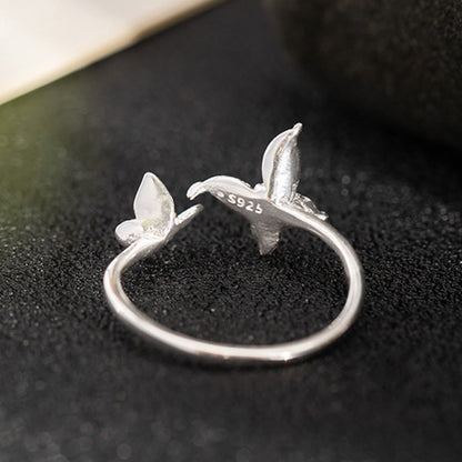 Bague papillon en argent sterling 925 avec pierres de Bouddha