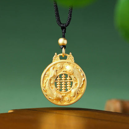 Buddha Stones Halskette mit Anhänger „Koi-Fisch“ aus vergoldetem Kupfer 