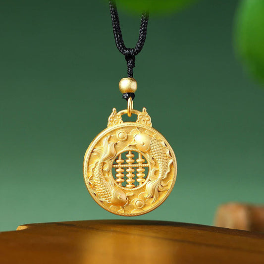 Buddha Stones Halskette mit Anhänger „Koi-Fisch“ aus vergoldetem Kupfer 