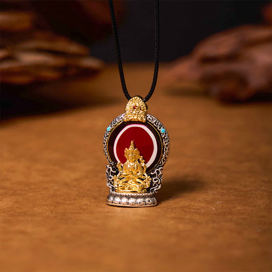 Buddha Steine ​​Tibetischen Avalokitesvara Dzi Perle Muster Kupfer Reinheit Heilung Halskette Anhänger 