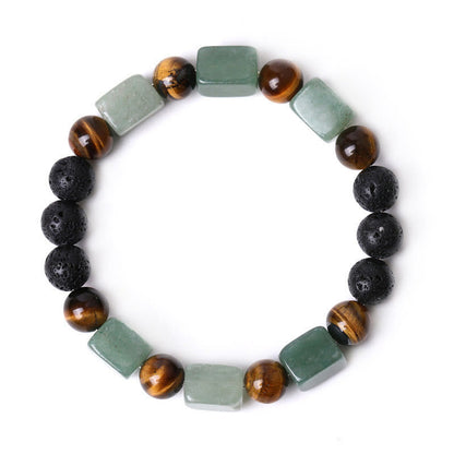 Bracelet de soutien en pierre de lave et améthyste cubique avec divers cristaux et pierres de Bouddha 