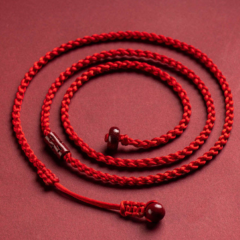 Chaîne de ventre en fil rouge avec pierres de Bouddha en cinabre naturel et bénédiction calme