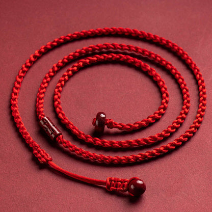 Chaîne de ventre en fil rouge avec pierres de Bouddha en cinabre naturel et bénédiction calme