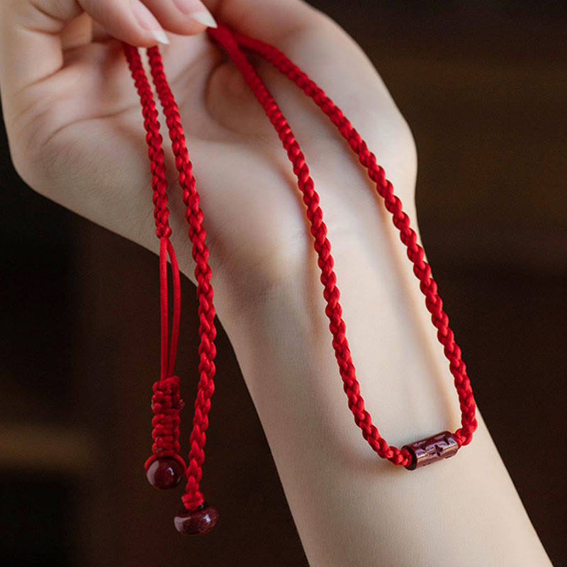 Chaîne de ventre en fil rouge avec pierres de Bouddha en cinabre naturel et bénédiction calme