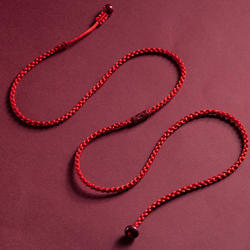 Chaîne de ventre en fil rouge avec pierres de Bouddha en cinabre naturel et bénédiction calme