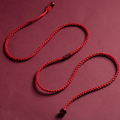 Chaîne de ventre en fil rouge avec pierres de Bouddha en cinabre naturel et bénédiction calme