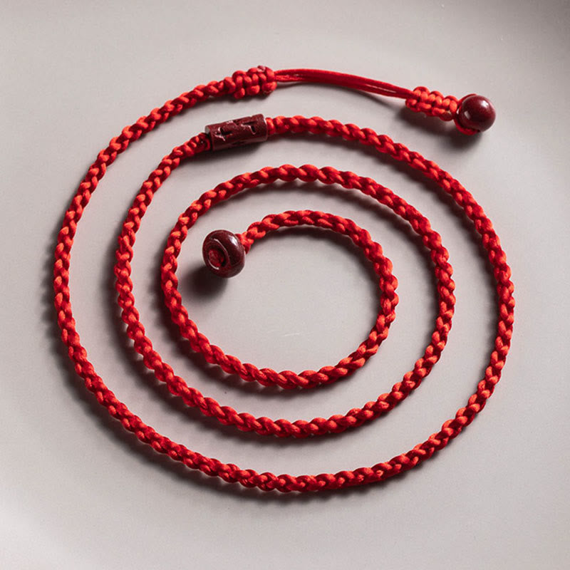 Chaîne de ventre en fil rouge avec pierres de Bouddha en cinabre naturel et bénédiction calme