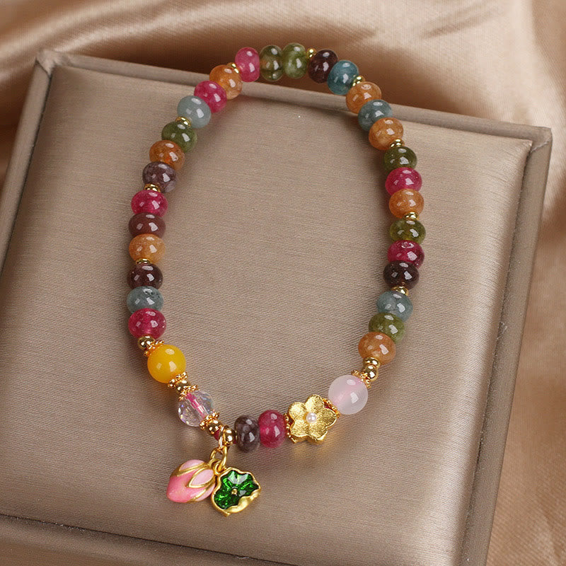 Bracelet de sagesse en tourmaline et graines de lotus avec pierres de Bouddha 