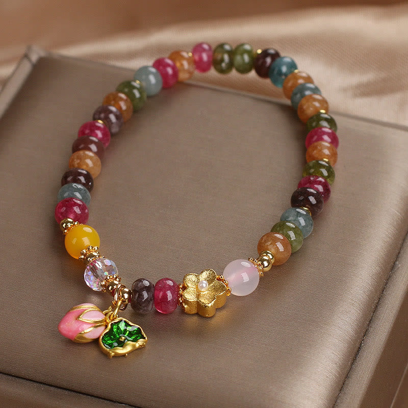 Bracelet de sagesse en tourmaline et graines de lotus avec pierres de Bouddha 