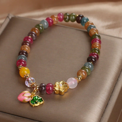 Bracelet de sagesse en tourmaline et graines de lotus avec pierres de Bouddha 