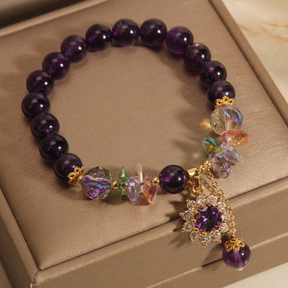 Buddha-Steine, Amethyst, grüner Kristall, Citrin, weißer Kristall, Sonnenblume, spirituelles Bewusstseinsarmband 