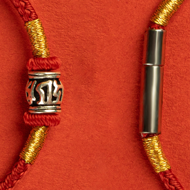 Bracelet de paix en argent sterling 925 avec six mots vrais et fil rouge et fil noir, pierres de Bouddha 
