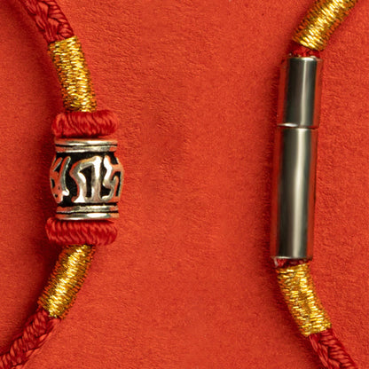 Bracelet de paix en argent sterling 925 avec six mots vrais et fil rouge et fil noir, pierres de Bouddha 