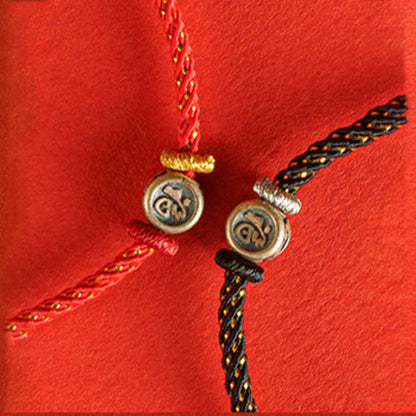 Buddha-Steine, geflochtene Schnur, 925 Sterling Silber, Fu-Charakter, Glaube-Armband 