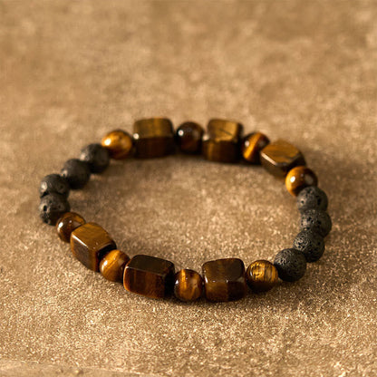 Bracelet de soutien en pierre de lave et améthyste cubique avec divers cristaux et pierres de Bouddha 
