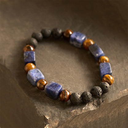 Bracelet de soutien en pierre de lave et améthyste cubique avec divers cristaux et pierres de Bouddha 